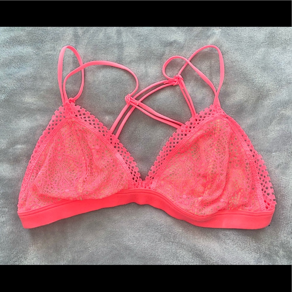 Victoria's Secret Pink Lace Bralette Wireless Adjustable Straps Size S